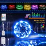 LED Strip Lights,Tenmiro 16.4ft LED Lights Sync to Music, LED Light Strip Kit with 20-key IR Remote Controller & Power Supply,RGB 5050 Color Changing LED Strip Home Lighting Kitchen Bedroom Decoration
