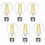 A19 LED Edison Bulb Dimmable 6W LED Filament Light Bulbs 60W Incandescent Equivalent Led Vintage Bulb 3000K Soft White 620LM E26 Medium Base Decorative Clear Glass for Home, Office, Cafes, 6 Pack