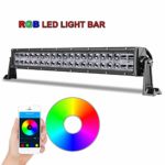 RGB LED Light Bar 20 inch, AKD Part Bluetooth Control CREE Offroad Light Bar with Wiring Harness 5D Color Changing Off Road Driving Light Flood Spot Combo Work Light For Jeep Truck ATV UTV SUV Marine