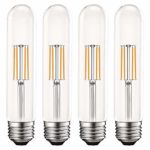 Luxrite Vintage T9 LED Tube Light Bulbs 60W Equivalent, 2700K Warm White, 550 Lumens, Dimmable Edison Tubular Light Bulbs 5W, Clear Glass, LED Filament Bulb, UL Listed, E26 Standard Base (4 Pack)