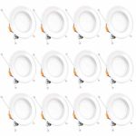 Bbounder Lighting 12 Pack 5/6 Inch LED Recessed Downlight, Smooth Trim, Dimmable, 13W=100W, 5000K Daylight, 1000 LM, Damp Rated, Simple Retrofit Installation – UL + Energy Star No Flicker