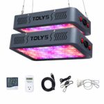 600W Plant Light, TOLYS 2-Packs LED Grow Light Double Chips Full Spectrum Grow Lamping for Indoor Plants Veg and Flower, with Thermometer Humidity Monitor and Timer (Grey)