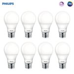 Philips 538322 LED Dimmable A19 Soft White Light Bulb with Warm Glow Effect: 800-Lumen, 2700-2200-Kelvin, 9.5-Watt, E26 Base, Frosted, 8-Pack