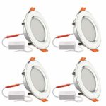 GALYGG 3 Inch LED Downlight Retrofit Kit, 280LM 4W ( 25W Equivalent ) Recessed Lighting Trim, 3 Color Changing ( 3000K to 4500K to 6500K ) Light Fixture, White – 4 Pack