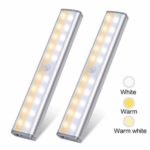 Under Cabinet Lighting, Zora 20 LED Motion Sensor Closet Light Rechargeable,3 Color Mode Wireless Stick on Battery Operated Lights Bar for Counter Kitchen Stair Hallway Wardrobe Indoor ,2Pack