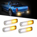 4pcs 10-LED Super Bright Emergency Warning Light, Ultra Slim Hazard Warning Light/Turning Light 12-24V for Truck Car Motorcycle (Amber/White)