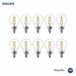 Philips 536755 LED Dimmable G16.5 Clear Filament Glass Light Bulb with Warm Glow Effect: 500-Lumens, 2700-2200 Kelvin, 5.5 (60-Watt Equivalent), E12 Candelabra Base, 10 Pack, Piece
