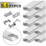 StarlandLed 10-Pack 6.6ft/ 2 Meter U Shape LED Aluminum Channel System with Milky Cover, End Caps and Mounting Clips, Aluminum Profile for LED Strip Light Installations, Very Easy Installation