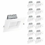 OSTWIN (12 Pack) 6 inch IC Rated Square LED Ceiling Recessed Downlight Kit With Junction box, Baffle Trim, Dimmable, 15W (120Watt Repl) 5000K Daylight, 1000Lm. No Can Needed ETL and Energy Star Listed