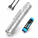 WUBEN 1200 Lumen Tactical Flashlight USB Rechargeable (18650 Battery Included) IP68 Waterproof Ultra Bright LED Flash Light Torch 5 Lighting Modes for Outdoor Camping Hiking Cycling (Gentle Silver)
