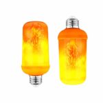 2-Pack AC/DC12V-24Volt LED Flame Effect Lights Bulb Fire Flicker Bulbs with Upside Down Effect Indoor Outdoor Use Low Voltage E26 Led Flame Lights for Home/Christmas/Bar/Party/Hotel Decoration