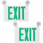 TORCHSTAR Green LED Exit Sign with UL Listed Emergency Light, AC 120V/277V, Battery Included, Top/Side/Back Mount Sign Light, for Hotels, Restaurants, Shopping Malls, Hospitals, Pack of 2