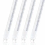 4Foot LED Light Bulbs T8, Romwish 48″ 18W(40W Equivalent) Glass LED Tube Light Bulbs Glass, 6000K Cool White, Bi-Pin G13 Base, 2000 Lumens, Dual-End Powered, Works Without Ballast, Clear Cover(4 Pack)