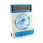 Ansee Solar Fan Camping Fan Cooling Table Fans 3 in 1 Multi-Function with Eye-Care LED Table Lamp Flashlight Torch Solar Panel Adaptor Plug for Home Use Camping (Blue)