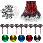 WMYCONGCONG 70 PCS Mixed Color 12V DC 5mm LED Pre Wired 20cm Bulb Lamp w/ 20 PCS 5mm Light Emitting Diode LED Holder w/ 10 PCS 9V Battery Clip Connector