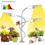 Orecla Newest 65W Led Grow Light for Indoor Plants, Super Bright 132 LEDs Sunlike Full Spectrum Grow Lamp White, Three Head Gooseneck Desk Plant Light