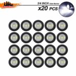 Meerkatt (Pack of 20) 3/4″ Inch Miniature Round White LED Small Side Marker Clearance Lamp Indicator SMD Light Universal Waterproof Trailer Truck Marine Bus Camper Tractor black rubber grommets 12V DC