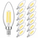 E12 LED Candelabra Bulb 40W Equivalent, 4000K Daylight White Chandelier LED Filament Light Bulbs 470lm, Decorative B11 Clear Glass Candle Lighting, Non-dimmable, Pack of 12