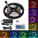 16.4ft LED Flexible Strip Lights, 150 Units 5050 RGB LED Strip Lights, DC 12v LED Strip Lights with 44Key Remote Controller and Power Supply for Kitchen Bedroom Party Indoor/Outdoor Ornament