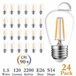 Newpow S14 Led Light Bulbs, 24 Pack Dimmable Edison Glass Bulbs for Waterproof Outdoor String Lights, 1.5W Replacement Incandescent Bulb (11w – 30w), Warm Color 2200k – UL Listed