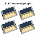 Roopure【Newest Version Warm 8 LED】Warm White Solar Deck Lights Outdoor Decorative Solar Step Lights Waterproof Lighting for Stair Garden Wall Paths Patio Decks Auto On/Off 4 Pack