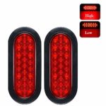 NPAUTO 2Pcs 6″ Oval Trailer Tail Lights 24 Red LED Stop Turn Brake Lights Waterproof Flush Mount Tail Lights for RV Jeep Truck
