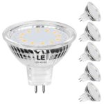 LE MR16 GU5.3 LED Light Bulbs Non Dimmable, Clear Lens, 12V AC/DC, 35W Halogen Equivalent, 5000K Daylight White, 3.5W 350lm, 120 Degree Beam, LED Bulb Replace for Recessed Lighting Spotlight, 5-Pack