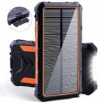 Solar Power Bank, Benfiss 20000mAh Portable Solar Charger with Dual USB 3.0A Output Port/LED Light/Type-C and External Battery Pack, Solar Phone Charger Fast Charging for Smartphone and More (Orange)