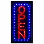 LED Neon Open Sign for Business: Electric Lighted Store Signs with Flashing Mode (Vertical 19 x 10 inches, Model 5)