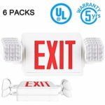 SPECTSUN Exit Sign with Emergency Light, Red Emergency Exit Lights with Battery Backup – 6 Pack, Emergency Exit Sign Battery Backup/Emergency Exit Light/Emergency Exit Lights/Lighted Exit Sign Battery