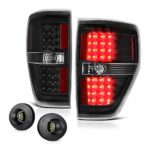 VIPMOTOZ Black Housing LED Tail Light + Full-LED License Plate Lamp Assembly Replacement Bundle For 2009-2014 Ford F-150 Pickup Truck