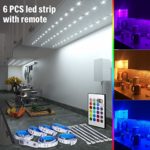 RGB Under Cabinet Lighting, 6 PCS x 19.6In LED Strip Lights, 5050 LEDs Color Changing Lights with Remote and Power Supply, Home Decor Mood Lighting kit DIY Kitchen, Cupboard, Desk, TV, Shelf