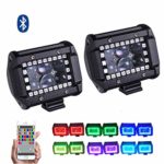 Omotor 2PCS 18w 4inch RGB Led Work Light with App Bluetooth Control Rgb Halo 5d Lens Multicolor colors Over 72 Flashing Modes Ip68 Waterproof Off Road Lights Driving Headlight fits Jeep Suv Truck