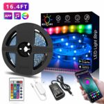 Nexillumi LED Strip Lights with Remote, APP Control Color Changing Rope Lights 16.4ft SMD 5050 RGB Light Strips with IR Remote Sync to Music for TV, Bedroom, Party and Home Decoration