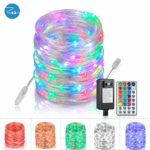 Rope-Lights-Outdoor, Fairy-Lights Led String Lights 33 Ft 100 LEDs Rope Lights Plug In, Connectable Multicolor Lights Color Changing Lights with Remote for Outdoor Patio Porch Lawn Canopy(BasicSet)