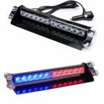 SmallFatW Led Emergency Warning lights 7 Flash Patterns High Intensity Visor upgrade strobe light Bar Car Truck Warning Light Bar Fit for Interior Roof/Dash/ Windshield with Suction Cups (Red/Blue)