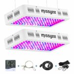 1200W LED Grow Light, Missyee 2-Pack Full Spectrum with UV&IR, Veg and Bloom Double Switch Plant Light for Indoor Plants Veg Flowers, Thermometer Humidity Monitor and Adjustable Rope Included, White