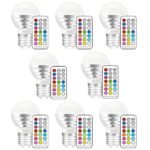 MELPO LED Color Changing Light Bulb with Remote Control, 3W E26 Dimmable RGB Light Bulbs for Birthday Party / KTV Decoration / Household / Bar / Wedding (Pack of 8)