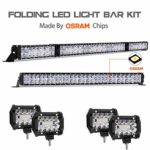 LED Light Bar Kit, Autofeel 6000K OSRAM Chips 52 Inch + 32 Inch 35000LM Flood Spot Beam Combo White LED Light Bars + 4PCS 4″ LED Light Pods Combo Fit for Jeep Wrangler Ford Truck Boat