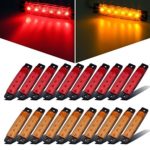 Partsam 20x 3.8″ Amber/Red Clearance lights Truck Trailer RV Lorry Van Side Marker Indicators Decorative, Thin Line 3.8″ 6 LED Amber Trailer Marker Lights Parking Turn Signal Lights