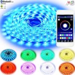 HConce LED Strip Lights,LED Rope Lights, LED Tape Light, LED Christmas Lights with Bluetooth APP Music Controller 10 Meter 32.8 Foot Flexible Color Changing SMD 5050 300leds and 12V 5A Power Supply
