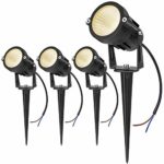 SUNVIE 12W LED Landscape Lights Low Voltage (AC/DC 12V) Waterproof Garden Pathway Lights Super Warm White (900LM) Walls Trees Flags Outdoor Spotlights with Spike Stand (4 Pack)