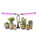 AMAZINGCATS [2018 Upgraded] 18W Dual Head Timing Grow Light, Growing Lamp, 36 LED Chips with Red/Blue Spectrum for Indoor Plants, Adjustable Gooseneck, 3/6/12H Timer, 5 Dimmable Levels