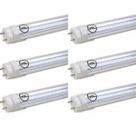 YQL F40T12 T10 T8 Led Tube Bulb Light 4ft 48in 22W(40W-50W Equivalent) 6500K White Clear Dual-End Powered Ballast Bypass Replacement for Flourescent Tubes Garage Warehouse Factory Shop Light – 6 Pack