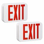 TORCHSTAR Red LED Exit Sign Emergency Light, Ceiling/Side/Back Mount, AC 120V/277V, Recharged Battery Included, Single/Double Face, UL-Listed, for Apartments, Hotels, Schools, Pack of 2