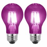 SleekLighting LED 6Watt Filament A19 Purple Colored Light Bulbs Dimmable – UL Listed, E26 Base Lightbulb – Energy Saving – Lasts for 25000 Hours – Heavy Duty Glass – 2 Pack