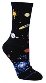 Celestial Space Black Ultra Lightweight Cotton Crew Socks – Made in USA