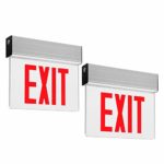 LEONLITE LED Edge Lit Red Exit Sign Single Face with Battery Backup, UL Listed, AC120V/277V, Ceiling/Left End/Back Mount Emergency Light for Hotel, Restaurant, Hospitals, Pack of 2