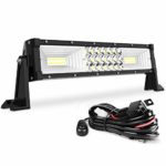 AUTOSAVER88 14″ LED Light Bar Triple Row Flood Spot Combo Beam Led Bar 162W Off Road Driving Lights with Wiring Harness for Jeep Trucks Boats ATV Jeep
