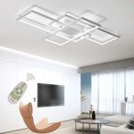 LED Ceiling Light Dimmable Living Room Kitchen Island Table Light Fixture With Remote Control, Modern Dining Room Flush Mount Acrylic Chic Design Ceiling Chandeliers Lighting for Bedroom Bathroom Lamp